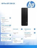 HP Inc. Komputer stacjonarny Pro SFF 290 G9 i3-13100 256GB/8GB/DVDR/W11P 883U6EA