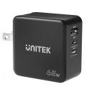 Unitek Ładowarka Sieciowa Travel GAN 2x USB-C 1x USB-A 65W; P1117B